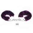 Fetish pleasure fluffy hand cuffs. lila plüssel bevont acél bilincs két kulccsal