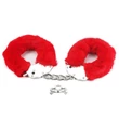 Fetish pleasure fluffy hand cuffs. vörös plüssel bevont acél bilincs két kulccsal