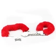 Fetish pleasure fluffy hand cuffs. vörös plüssel bevont acél bilincs két kulccsal