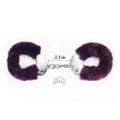 Fetish pleasure fluffy hand cuffs. lila plüssel bevont acél bilincs két kulccsal