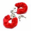 Piros plüss bevonatú fém bilincs - Police handcuffs with soft red fur
