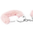 Fetish pleasure fluffy hand cuffs. pink plüssel bevont acél bilincs két kulccsal