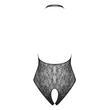 Crotchless teddy b113 black. nyakpántos body virágmintával - fekete (s/l)