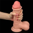Csúszóbőrös dupla rétegű realisztikus nagy herés dildó 19,8 cm világos - 7.8'' Sliding Skin Dual Layer Dong Whole Testicle