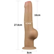 Realisztikus kétrétegű szilikon herés dildó markolattal 16 cm  - 11'' Handle Cock