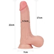 Tapadótalpas dildó  8.5 sliding skin dual layer dong whole testicle 22 cm
