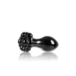 Üveg popsidugó Crystal flower butt plug - fekete