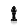 Üveg popsidugó Crystal flower butt plug - fekete