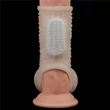 Vibrációs rücskös pénisz- és heremandzsetta Vibrating Drip Knights Ring with Scrotum Sleeve (White)