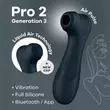 Léghullámos csiklóizgató fekete Satisfyer Pro 2 generation 3 with liquid air bluetooth app