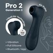 Léghullámos csiklóizgató fekete Satisfyer Pro 2 generation 3 with liquid air bluetooth app