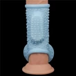 Rücskös pénisz és hereköpeny Vibrating drip knights ring with scrotum sleeve blue