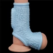 Rücskös pénisz és hereköpeny Vibrating drip knights ring with scrotum sleeve blue