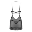 Áttetsző fekete hálóing szett Donarella chemise, thong & choker XS/S