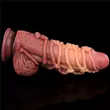 Kétrétegű nagy dildó 24 cm-es tapadótalpas platinum silicone cock with kötéllel