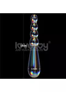 Twilight gleam glass dildo- rising ripples