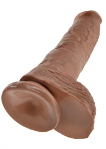 Letapasztható dildó herékkel 10" cock with balls  tan