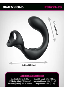 Távirányítós forgó funkciós prosztata vibrátor péniszgyűrűvel - Anal fantasy Alite Ass-gasm taint-alizer black