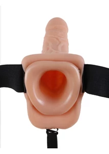 Üreges felcsatolható pénisz 18 cm-es Hollow strap-on with balls light black