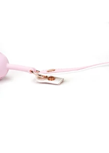 Szájgolyó White & pink fairy goat leather ball gag