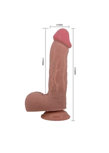 Realisztikus csúszóbőrös herés dildó Pretty Love Emeka brown 17,5 cm