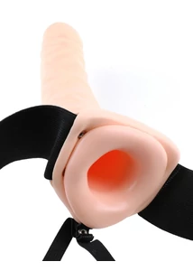 Üreges felcsatolható vibrációs dildó távirányítóval 20 cm - 8" vibrating hollow strap-on light/black