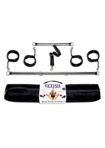 Feszítő rúd csuklóra és bokára Spread 'em bar and cuff set silver/black