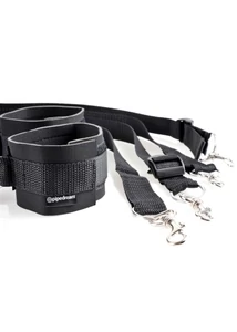 Fekete tépőzáras bilincs és kötél szett Cuff & tether set black