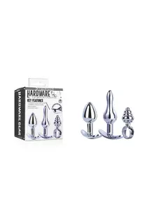 Análdugó szett acélból Hardware gear 3-in-1 metal butt plug kit set i