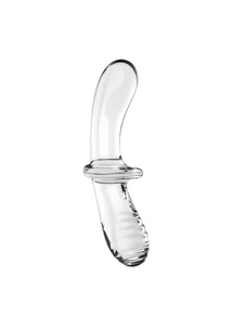 Kétvégű üvegdildó Double crystal transparent