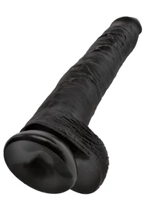 Valósághű dildó 35 cm-es cock with balls 14 fekete
