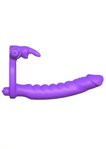 Péniszgyűrű dildóval Silicone double penetrator rabbit purple