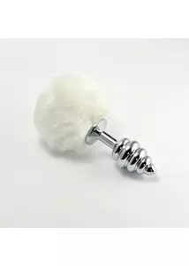 Spiral pompon metal plug white