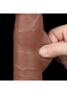 Letapasztható 8'' sliding skin dual layer dildó barna i