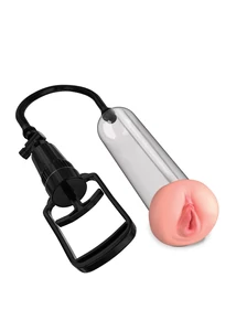 Péniszpumpa Beginner's pussy pump átlátszó, fekete színek, a punci testszínű