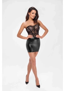Csipkefelső vizeshatású szoknya miniruha Solace lace up corset mini dress - m