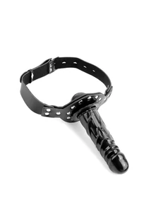 Szájpecek dildóval Deluxe ball gag with dildo black