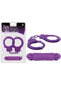 Bilincs és kötél lila kötöző készlet Sex extra - cuffs & rope