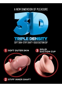 Realisztikus letapasztható dildó 25,5 cm Triple density cock with balls 10 testszínű