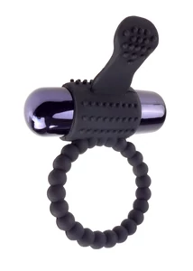 Péniszgyűrű vibrátoros Vibrating silicone super ring  black