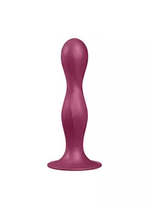 Satisfyer Double ball-r tapadótalpas súlyozott dildó piros