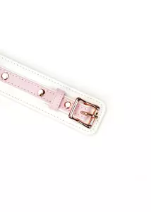 Nyakörv pórázzal White & pink fairy goat leather collar