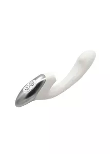 Léghullámos G-pontos vibrátor Titanz 8" silicone rechargeable vibrator in ivory white