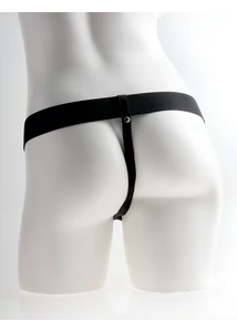 Üreges pántos felcsatolható pénisz vibrátor 18 cm Hollow strap-on light black