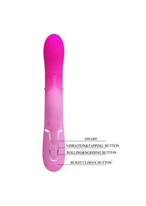 Csiklókaros, forgó és toló funkciós g-pont vibrátor Pretty Love Shima pink
