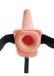 Spriccelő felcsatolható üreges dildó 25 cm squirting hollow strap-on  light black