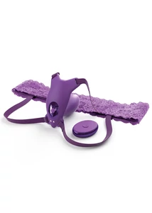 Távirányítós bugyi vibrátor - Ultimate g-spot butterfly strap-on purple