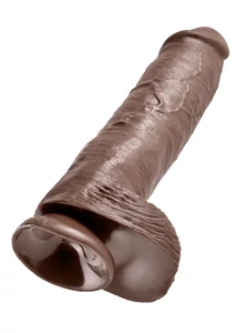 Letapasztható dildó herékkel 11" cock with balls  brown