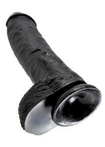 King cock 25 cm-es dildó, herékkel - fekete