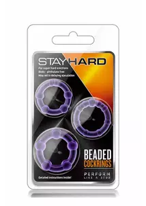 Stay hard beaded cockrings purple